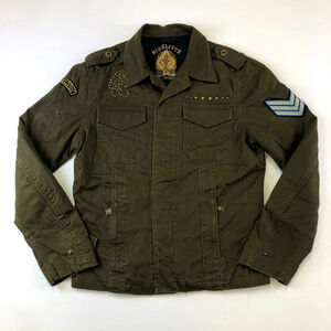 Nine Lives khaki cotton utility grunge mens jacket Medium slim Military RARE